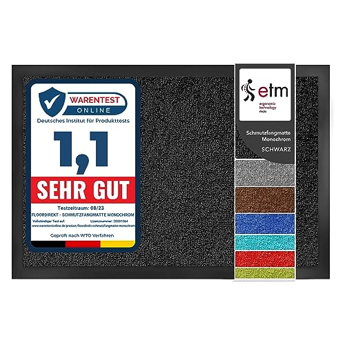 etm Schmutzfangmatte ColorLine | Türmatte in vielen Größen | Fußmatte für Innenbereich | Rutschfester Teppich für Flur, Haustür, Eingang, Eingangsbereich, Vorzimmer - Schwarz 200x400 cm von etm