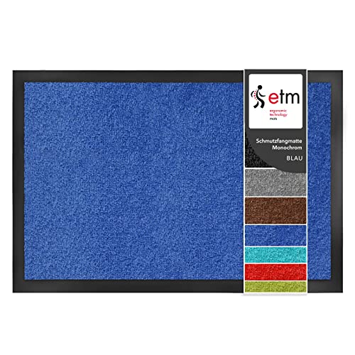 etm Schmutzfangmatte Mono - Fußmatte in leuchtenden Farben - Leistungsstarker Fußabtreter - Schmutzmatte für Innen und Außen (Blau, 40x60 cm) von etm