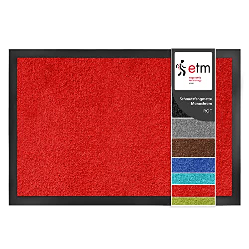 etm Schmutzfangmatte Mono - Fußmatte in leuchtenden Farben - Leistungsstarker Fußabtreter - Schmutzmatte für Innen und Außen (Rot, 60x180 cm) von etm