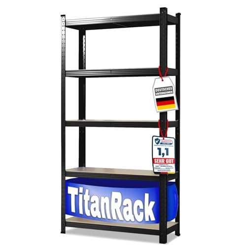 etm Schwerlastregale – Garage, Keller, Werkstatt - Steckregal, Lagerregal, Kellerregal - Hohe Traglast & Verstellbare Böden (Schwarz, 150 x 75 x 30 cm) von etm