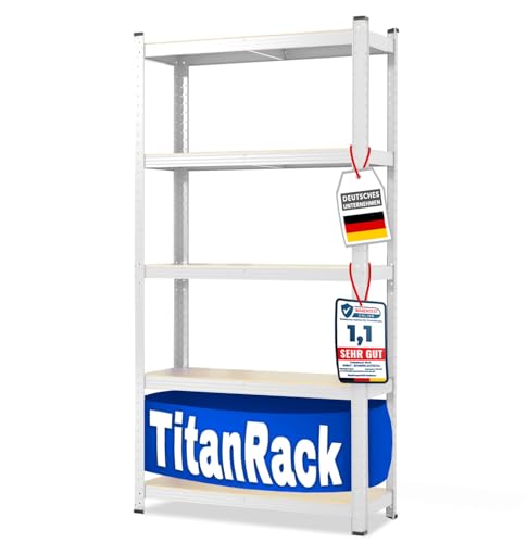 etm Schwerlastregale – Garage, Keller, Werkstatt - Steckregal, Lagerregal, Kellerregal - Hohe Traglast & Verstellbare Böden (Weiß, 180 x 90 x 60 cm) von etm