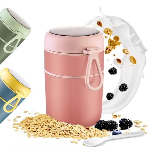etoper Müslibecher to Go 600ml+210ml, Edelstahl Lunchbox, Auslaufsicher joghurtbecher to go mit löffel und Deckel für Müsli To Go Becher, Joghurt To Go Becher, Müslicup (Rosa) etoper Müslibecher to Go 600ml+210ml, Edelstahl Lunchbox, Auslaufsicher joghurtbecher to go mit löffel und Deckel für Müsli To Go Becher, Joghurt To Go Becher, Müslicup (Rosa) von etoper