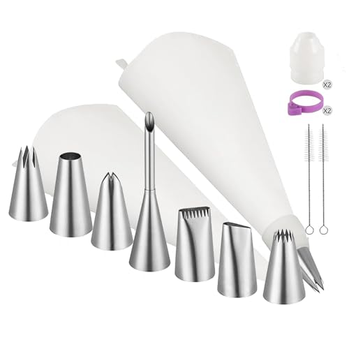 Profi-Spritzbeutel-Set 35 cm, 304 Edelstahl Spritztüllen Groß, Tüllen für Spritzbeutel, 7 Edelstahl-Tüllen für Kuchen, Torten, Wiederverwendbar Keksen-Dekoration und Dekorieren von Cupcakes Torten Profi-Spritzbeutel-Set 35 cm, 304 Edelstahl Spritztüllen Groß, Tüllen für Spritzbeutel, 7 Edelstahl-Tüllen für Kuchen, Torten, Wiederverwendbar Keksen-Dekoration und Dekorieren von Cupcakes Torten von etoper