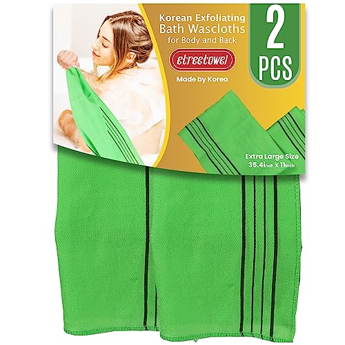 etreetowel Extra große Größe 90 x 28 cm (2 Stück) koreanisch-asiatische Peeling-Bad-Waschlappen, Handschuh, Peeling, für Körper und Rücken, Waschlappen, Handschuh, Viskose, Viskose, Handtuch für von etreetowel