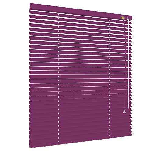 Alu Jalousie viele Größen und Farben Aluminium Lamellen Rollo Faltrollo Jalousette Wandmontage Deckenmontage Tür Fenster Sonnenschutz Sichtschutz Blendschutz Hitzeschutz (120 x 220 cm, Flieder) von etusimo