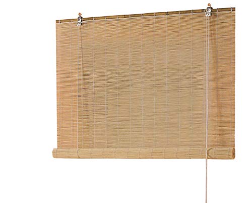 Bambusrollo Seitenzugrollo Bambus Vorhang Holzrollo Rollo Breite 60-160 cm Höhe 160 cm Farbe Natur Wand- und Deckenmontage Blickdicht lichtdurchlässig Fenster Sonnenschutz Sichtschutz (80 x 160 cm) von etusimo