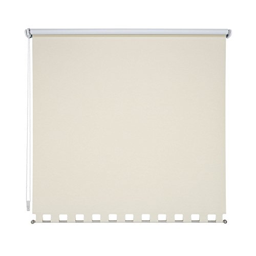 Fenster Verdunkelungsrollo Kettenzugrollo Volantrollo Rollo Vorhang - viele Größen und Farben - lichtundurchlässig verdunkelnd - Volant eckig mit Metall Stange (Größe 90 x 180 cm, Farbe Beige) von etusimo