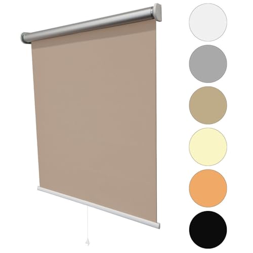 Hitzeschutzrollo Verdunkelungsrollo Springrollo Rollo viele Größen und Farben Blickdicht lichtundurchlässig Thermo Stoff Alu Beschichtung Raum verdunkelnd Sonnenschutz Vorhang (140 x 180 cm, Weiß) von etusimo