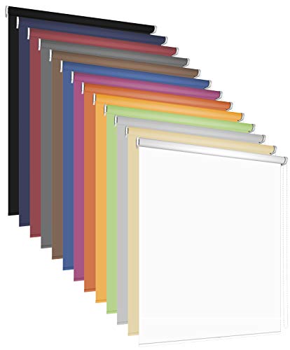 Kettenzugrollo Seitenzugrollo 13 Farben Breite 60-220 cm Stoff Blickdicht Lichtdurchlässig Wandmontage Deckenmontage Tür Fenster Rollo Vorhang Sonnenschutz Blendschutz (100 x 180 cm, Anthrazit) von etusimo