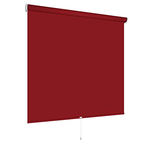 Springrollo Mittelzugrollo Schnapprollo viele Größen und Farben Montage Träger Metall Rollo Vorhang Blickdicht lichtdurchlässig Fenster Sonnenschutz Sichtschutz Blendschutz (120 x 180 cm, Dunkelrot) von etusimo