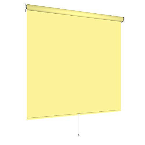 Springrollo Mittelzugrollo Schnapprollo viele Größen und Farben Montage Träger Metall Rollo Vorhang Blickdicht lichtdurchlässig Fenster Sonnenschutz Sichtschutz Blendschutz (160 x 180 cm, Gelb) von etusimo