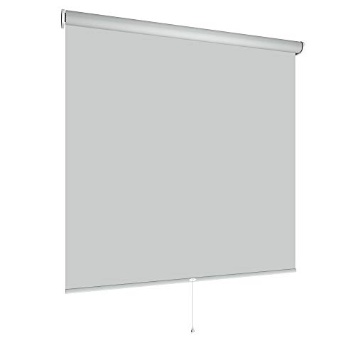 Springrollo Mittelzugrollo Schnapprollo viele Größen und Farben Montage Träger Metall Rollo Vorhang Blickdicht lichtdurchlässig Fenster Sonnenschutz Sichtschutz Blendschutz (180 x 180 cm, Hellgrau) von etusimo