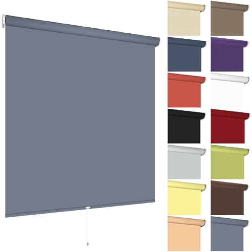 Springrollo Mittelzugrollo Schnapprollo viele Größen und Farben Montage Träger Metall Rollo Vorhang Blickdicht lichtdurchlässig Fenster Sonnenschutz Sichtschutz Blendschutz (60 x 180 cm, Dunkelgrau) von etusimo