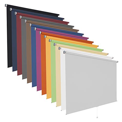 Springrollo Mittelzugrollo Schnapprollo viele Größen und Farben Stoff Rollo Vorhang Blickdicht halbtransparent lichtdurchlässig Fenster Sonnenschutz Sichtschutz Blendschutz (170 x 180 cm, Beere) von etusimo