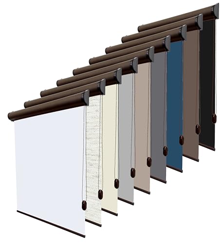 Thermo Rollo nach Maß Verdunklungsrollo Seitenzugrollo mit Kassette | Breite 35-170cm | Höhe 80-220cm | 9 Farben | Wandmontage | Für Türen und Fenster | Silberne Beschichtung | Profil Dunkelbraun Thermo Rollo nach Maß Verdunklungsrollo Seitenzugrollo mit Kassette | Breite 35-170cm | Höhe 80-220cm | 9 Farben | Wandmontage | Für Türen und Fenster | Silberne Beschichtung | Profil Dunkelbraun von etusimo