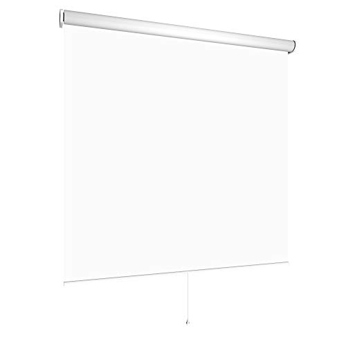 Verdunklungsrollo Springrollo Mittelzugrollo viele Farben und Größen Montage Metall Träger Fenster Rollo Vorhang lichtundurchlässig Raum verdunkelnd Hitzeschutz Sichtschutz (140 x 180 cm, Weiß) von etusimo