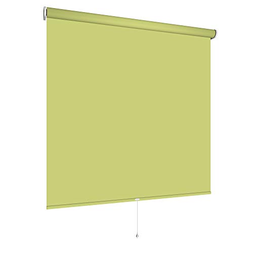 Verdunklungsrollo Springrollo Mittelzugrollo viele Farben und Größen Montage Metall Träger Fenster Rollo Vorhang lichtundurchlässig Raum verdunkelnd Hitzeschutz Sichtschutz (150 x 180 cm, Blattgrün) von etusimo