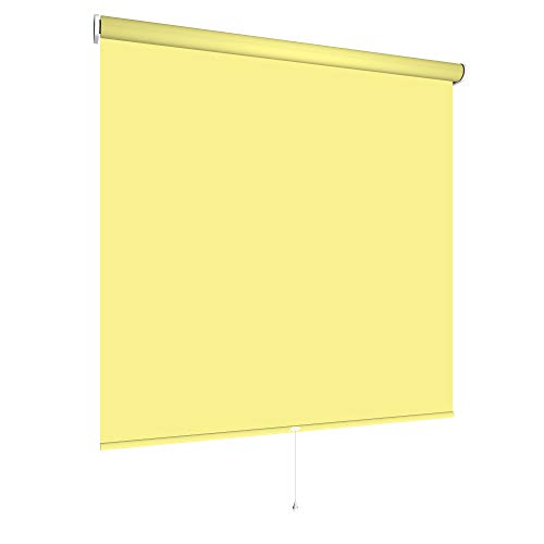 Verdunklungsrollo Springrollo Mittelzugrollo viele Farben und Größen Montage Metall Träger Fenster Rollo Vorhang lichtundurchlässig Raum verdunkelnd Hitzeschutz Sichtschutz (160 x 180 cm, Gelb) von etusimo