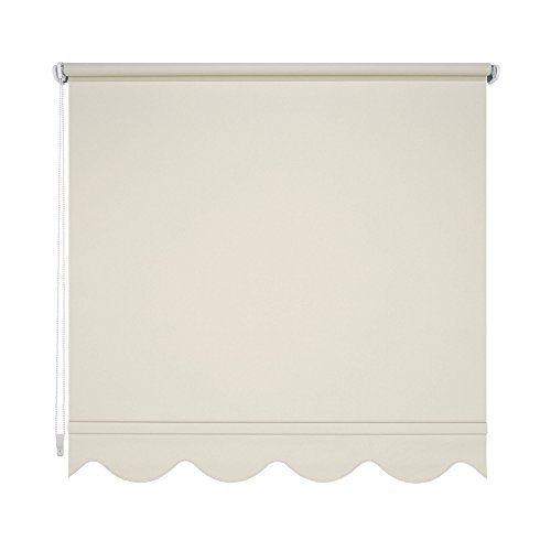 Volantrollo Seitenzugrollo Tageslichtrollo Rollo - viele Größen und Farben - Blickdicht lichtdurchlässig - Metall Halterung Wand Decke - Sonnenschutz Blendschutz (Größe 100 x 180 cm, Farbe Beige) von etusimo