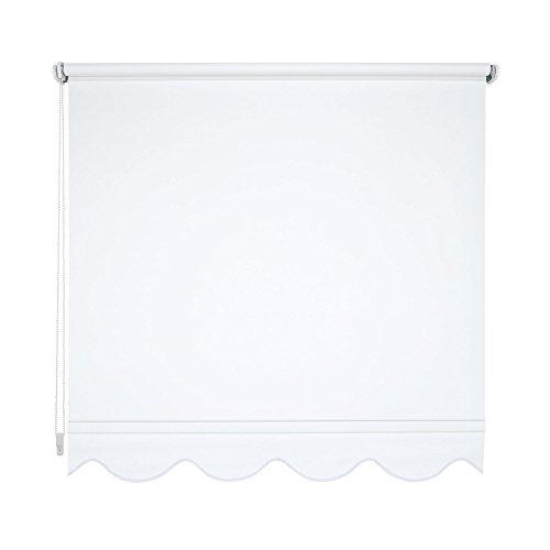 Volantrollo Seitenzugrollo Tageslichtrollo Rollo - viele Größen und Farben - blickdicht lichtdurchlässig - Metall Halterung Wand Decke - Sonnenschutz Blendschutz (Größe 90 x 180 cm, Farbe Weiß) von etusimo