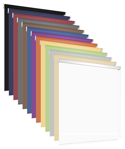etusimo Kettenzugrollo Seitenzugrollo 13 Farben Breite 60-220 cm Stoff Blickdicht Lichtdurchlässig Wandmontage Deckenmontage Tür Fenster Rollo Vorhang Sonnenschutz Blendschutz (170 x 180 cm, Creme) von etusimo