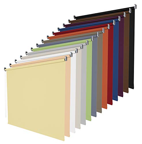 etusimo Tageslichtrollo Seitenzugrollo Tür Fenster Rollo / 14 Farben/Breite 62-202 cm/Bedienung Kettenzug/Stoff Blickdicht lichtdurchlässig/Montage Wand Decke/Größe 122 x 180 cm Farbe Weiß von etusimo