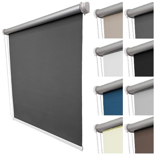 etusimo Thermorollo Verdunkelungsrollo Seitenzugrollo Fensterrollo Sonnenschutzrollo Rollo (105 x 180 cm, Dunkelgrau) von etusimo