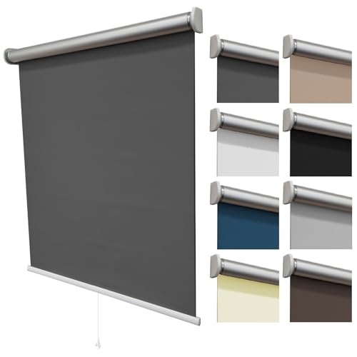 etusimo Thermorollo Verdunkelungsrollo Springrollo Fensterrollo Sonnenschutzrollo Rollo (100 x 180 cm, Dunkelgrau) von etusimo