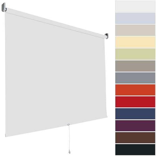 etusimo Verdunkelungsrollo Springrollo Mittelzugrollo Rollo | 13 Farben | Breite 62 bis 202 cm Höhe 180 cm | Stoff lichtundurchlässig | Wand- und Deckenmontage (Größe 62 x 180 cm, Farbe Weiß) von etusimo