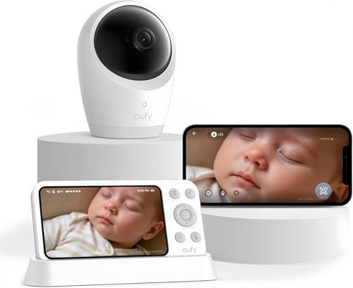 eufy Babyphone mit Kamera E21, 4K UHD, 5-Zoll-Display (720p), Hybrid-WLAN/Offline-Modus, Steuerung per App & Monitor, Schwenk- & Neigefunktion, 8-Fach Zoom, tragbare Kamera mit Akku (Generalüberholt) von eufy Security