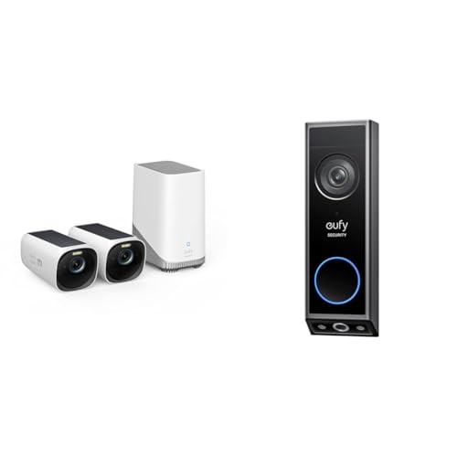 eufy Security S330 eufyCam 3, überwachungskamera aussen & Video türklingel E340, Dual türklingel mit Kamera mit Paketerkennung von eufy Security