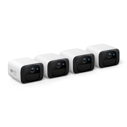 eufy Security SoloCam C210, Überwachungskamera aussen, 2K Auflösung, ohne monatliche Kosten, kabellos, 2,4 GHz WLAN, Gebührenfreie Nutzung, Kompatibel mit HomeBase 3, 4 Pack von eufy Security