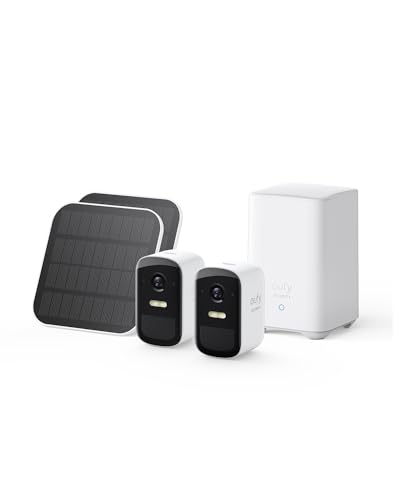 eufy Security eufyCam 2C 2-Cam Kit mit Solarpanel Solar Überwachungskamera Outdoor Wireless, Home Security System, HomeKit-Kompatibilität, 1080p HD, IP67 Design, Farbnachtsicht (erneuert) von eufy Security