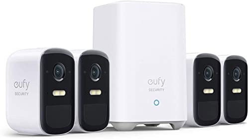 eufy Security eufyCam 2C Pro, Kabellose Überwachungskamera, Sicherheitssystem 180 Tage Akkuleistung, HomeKit Kompatibilität, 2K Auflösung, Nachtsicht, 4-Cam-Set (Generalüberholt) von eufy Security