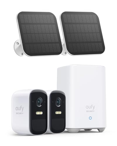 eufy Security eufyCam 2C Pro 2-Kamera-Set, Überwachungskamera Aussen Solar mit 2K Auflösung, HomeKit-Kompatibilität, IP67-Wetterfest, Farb-Nachtsicht, Ohne ABO-Gebühren von eufy Security