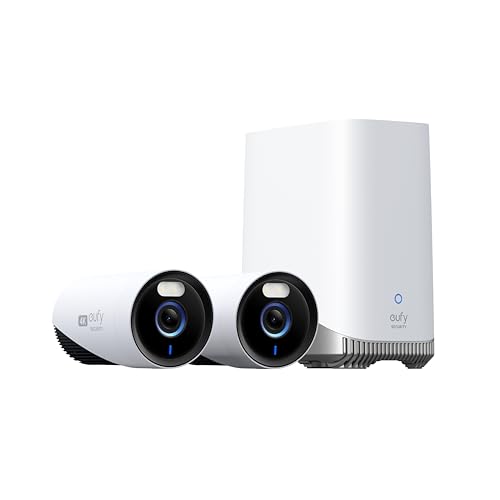eufy Security eufyCam E330 Überwachungskamera für Außen, 4K, 24/7 Aufnahme, Netzstrombetrieben, veratärktes Wi-Fi, Gesichtserkennungs-KI, ohne monatliche Gebühren, 2 Kamera Set, inklusive HomeBase 3 von eufy Security