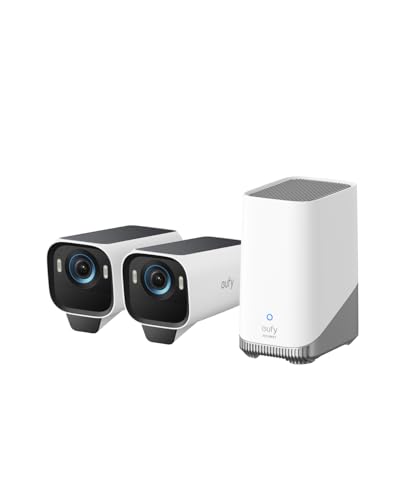 eufy Security eufyCam S3 Pro 2-Cam Kit Solar Überwachungskamera Aussen Kabellos mit Solarpanel, Farbnachtsicht, 4K, Forever Power 2.0, Gesichtserkennung AI, erweiterbarer lokaler Speicher (erneuert) von eufy Security