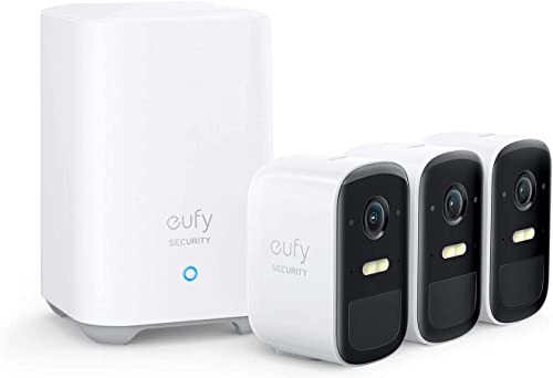 eufy eufyCam 2C 3+1, Überwachungskamera, Kompatibel mit HomeKit, DREI-Kamera-Set(Generalüberholt) 1080p von eufy Security