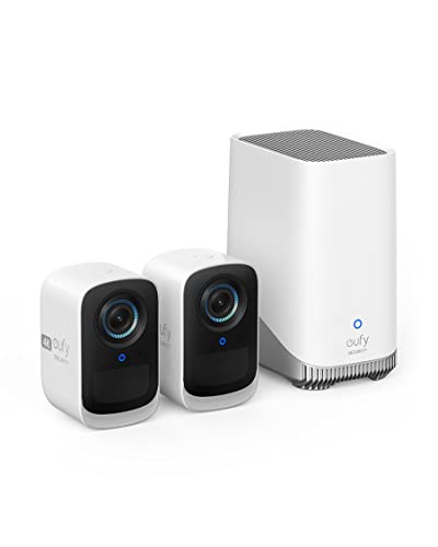 eufy Security eufyCam S300 3C, Überwachungskamera aussen,4K kabellose Überwachungskamera mit Gesichtserkennung und K.I, Farbige Nachtsicht,Erweiterbarer Speicher auf 16TB, Set2+1,Gebührenfreie Nutzung von eufy Security