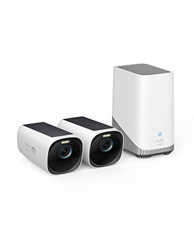 eufy Security S330 eufyCam 3, überwachungskamera aussen, 4K kabellose überwachungskamera solar 2+1 mit Gesichtserkennung K.I., Farbige Nachtsicht, Erweiterbarer Speicher 16TB, Gebührenfreie Nutzung von eufy Security