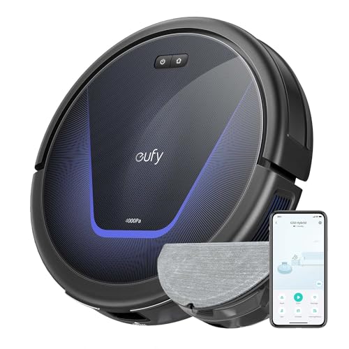 eufy G50 Hybrid Saugroboter mit Wischfunktion & 4.000Pa Starker Saugkraft, Dynamische Navigation, Pro-Entwirrkamm, Wischpad für Leichte Oberflächenreinigung, Ideal für Tierhaare & Hartböden von eufy