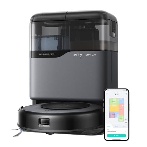 eufy Saugroboter Omni C20 mit All-in-One-Station, Auto-Entleerung, Auto-Wasch- und Trocknungsfunktion mit Wischfunktion (Generalüberholt) von eufy