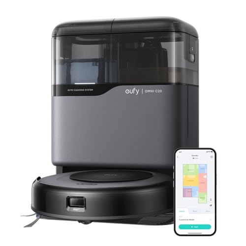 eufy Saugroboter Omni C20 mit All-in-One-Station,Auto-Entleerung, Auto-Wasch- und Trocknungsfunktion, 7.000Pa, 8,5cm Design, Staubsauger Roboter mit Wischfunktion,Kindersicherung von eufy