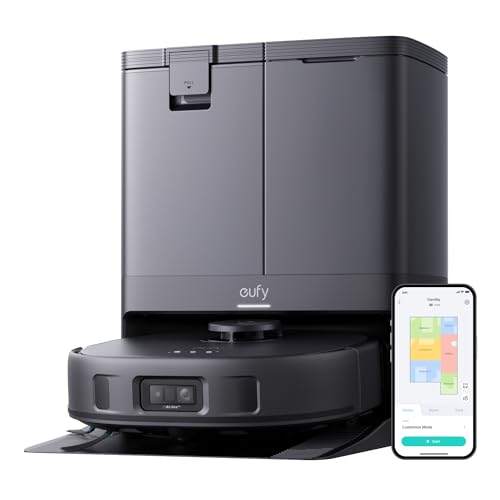 eufy X10 Pro Omni Saugroboter mit Wischfunktion & Absaugstation, 8.000Pa, Auto-Absaugen/Befüllen, 2× Auto-Lift-Mopp mit Auto-Waschen/Trocknen, Aktive Hindernisvermeidung, Kindersicherung von eufy