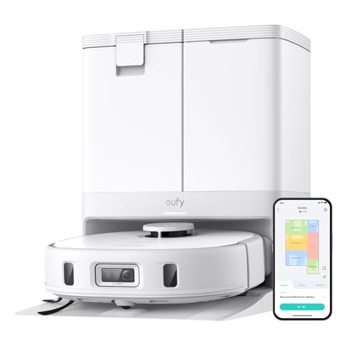 eufy X10 Pro Omni Saugroboter mit Wischfunktion & Absaugstation, All-in-One-Station, 8.000Pa, Auto-Absaugen/Befüllen, 2× Auto-Lift-Mopp mit Auto-Waschen/Trocknen, Aktive Hindernisvermeidung(weiß) von eufy