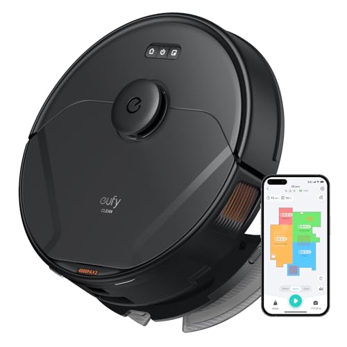 eufy X8 Pro Saugroboter mit Wischfunktion, Twin-Turbine™ 2× 4.000Pa Saugkraft, aktiver Entwirrungs-Bürste und iPath™ Laser-Navigation für Tiefenreinigung (Generalüberholt) von eufy