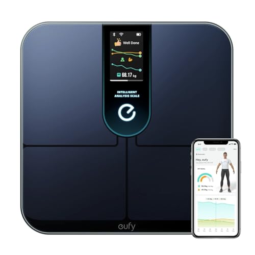 eufy by Anker WLAN Fitness Tracking Smart Scale P3, intelligente Waage mit Analyse, virtuelles 3D-Körpermodell, digitale Körperwaage mit 16 Messwerten, Herzfrequenz, BMI, Bluetooth, mit App von eufy