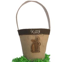 Leinen-Osterkorb Mit Holzhase Personalisierte Osterkörbe - Rustikaler Osterkorb Tote Osterei Korb Kind Gestickter Name von eugenie2