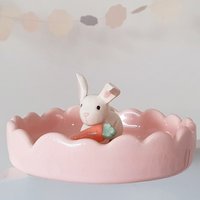 Wunderschöner Hase Keramik Räucherstäbchenhalter - Handgemachte Ringschale Einzigartiges Geschenk von eugeoceramic