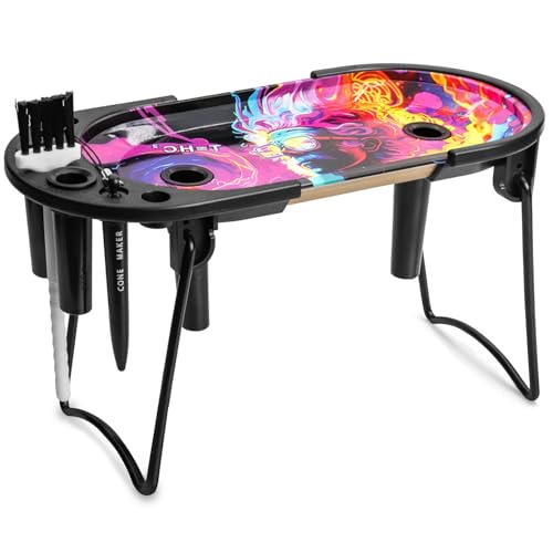 euluoziqing Metall-Rolltablett Set, Zigarettenstopfmaschine, Rolling Tray für King Size & 1 1/4 Größe, Inklusive Faltbarem Ständer, Kegelfüller, Kegeltrichter und Bürste (Lila) von euluoziqing